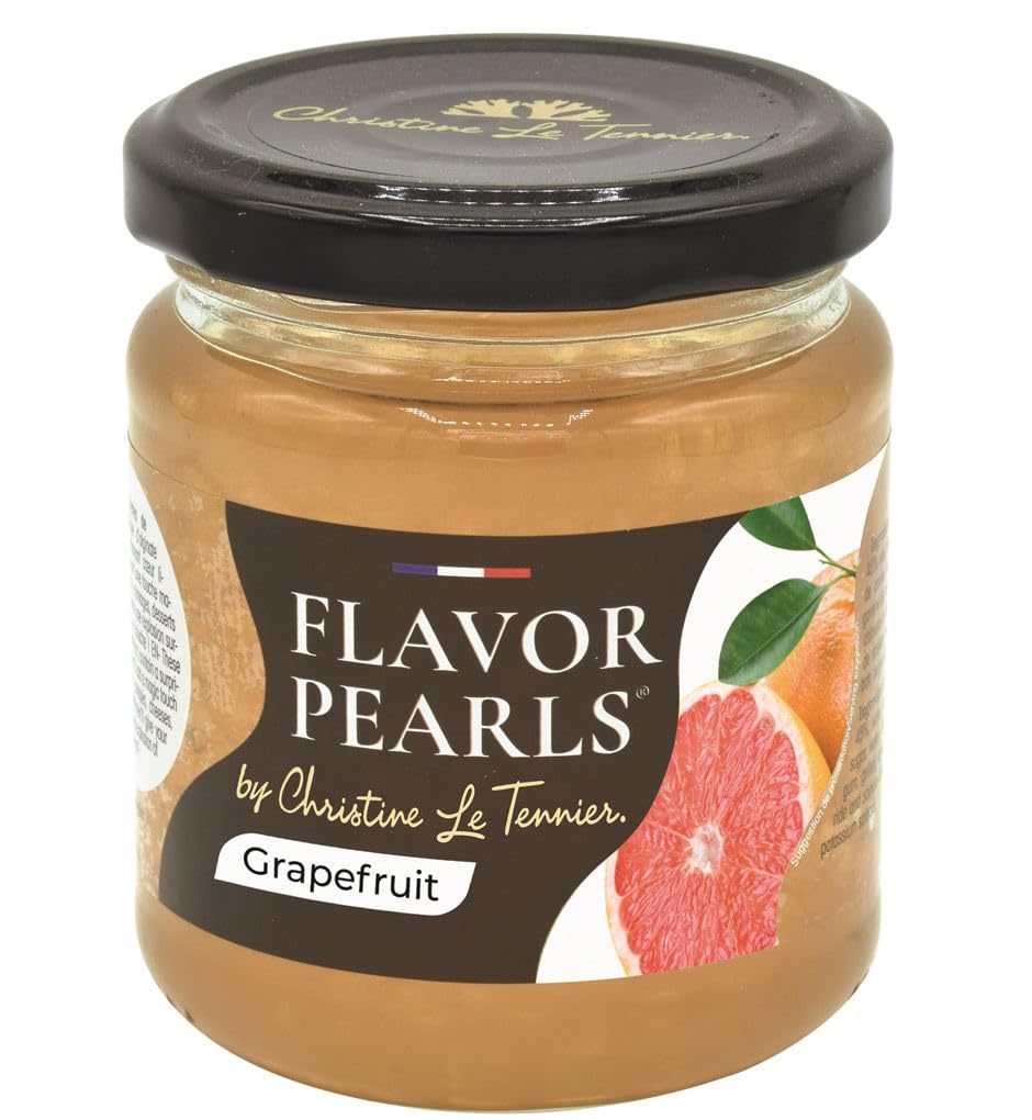 Christine Le Tennier Grapefruit Flavor Pearls, Pack of 6, 7 oz Each, Non-GMO, Imported from France