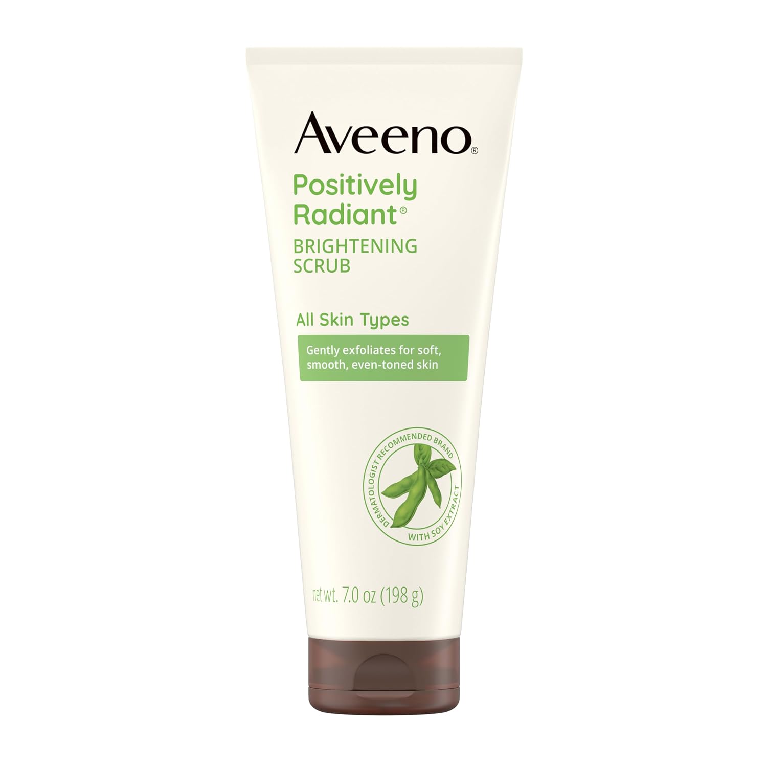 Aveeno Positively Radiant Skin Brightening Daily Facial Scrub with Moisture-Rich Soy Extract, Gently Exfoliates & Cleanses for Soft, Smooth, More Even-Toned Skin, Hypoallergenic, 7 oz | Brightening, Moisture-Rich Soy Extract, Gently Exfoliates & Cleanses For Soft, Smooth, More Even-Toned Skin, Hypoallergenic