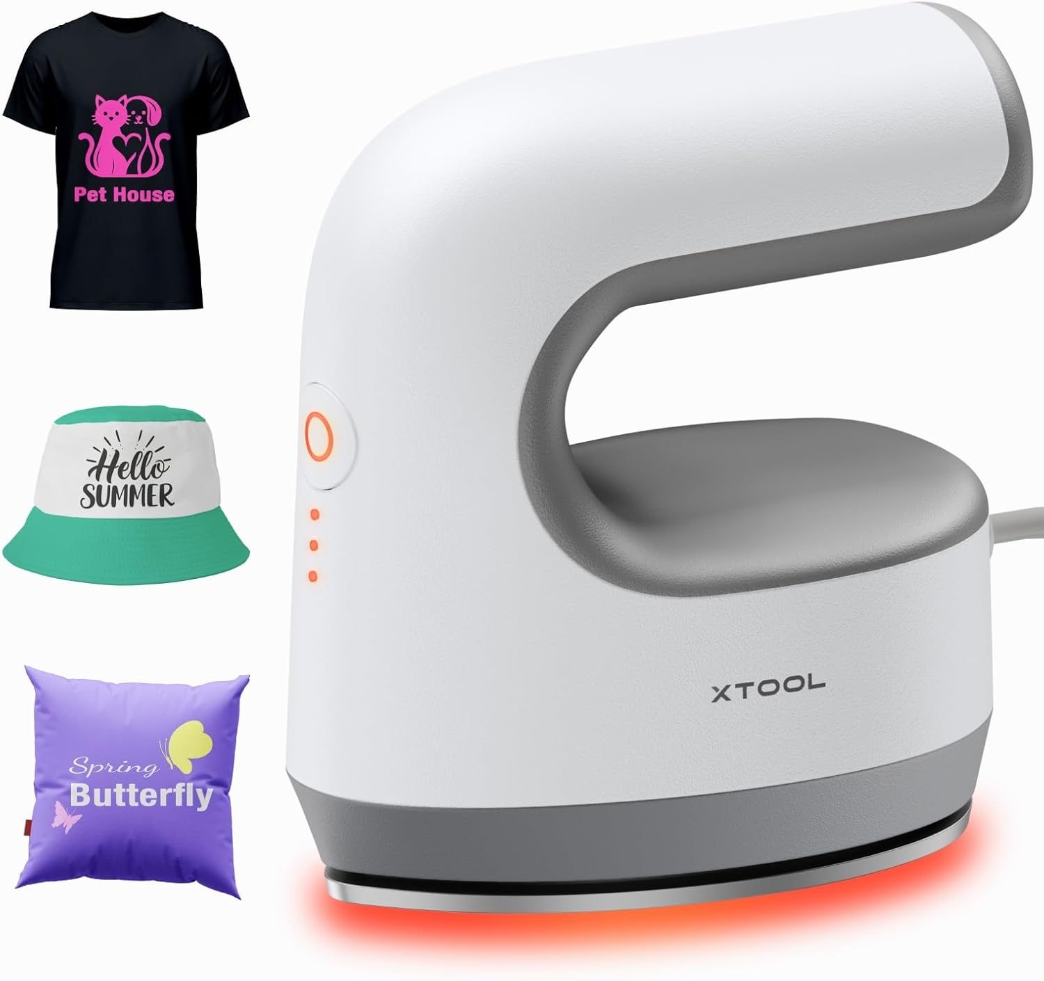 xTool Mini Heat Press Machine - Ultra Light Portable Small Heat Press with 200K NTC Faster Heating & 4-Layer Protection, Mini Iron for Crafting, T-Shirts, Shoes, Hats, DIY Heating Transfer Projects