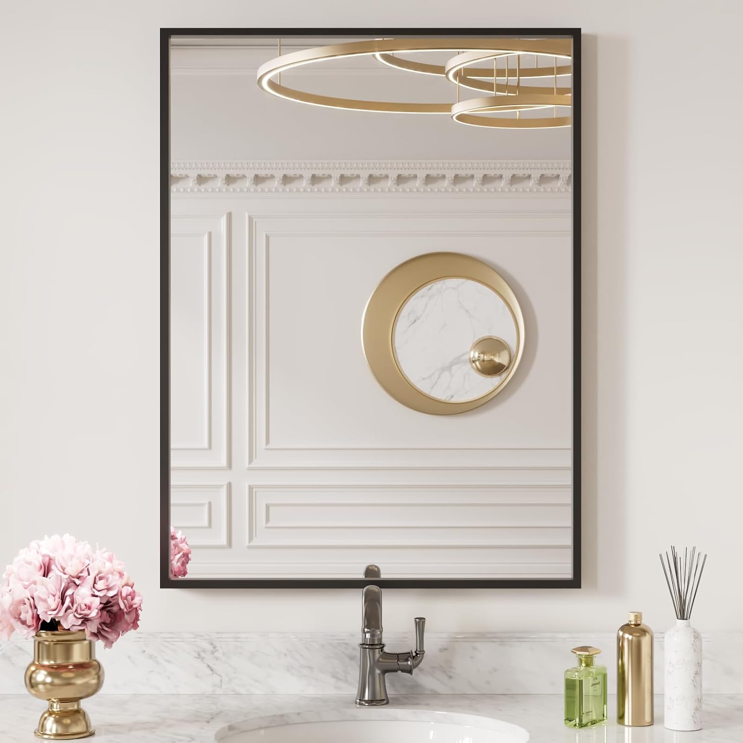 LOAAO 20"X30" Black Rectangle Bathroom Mirror