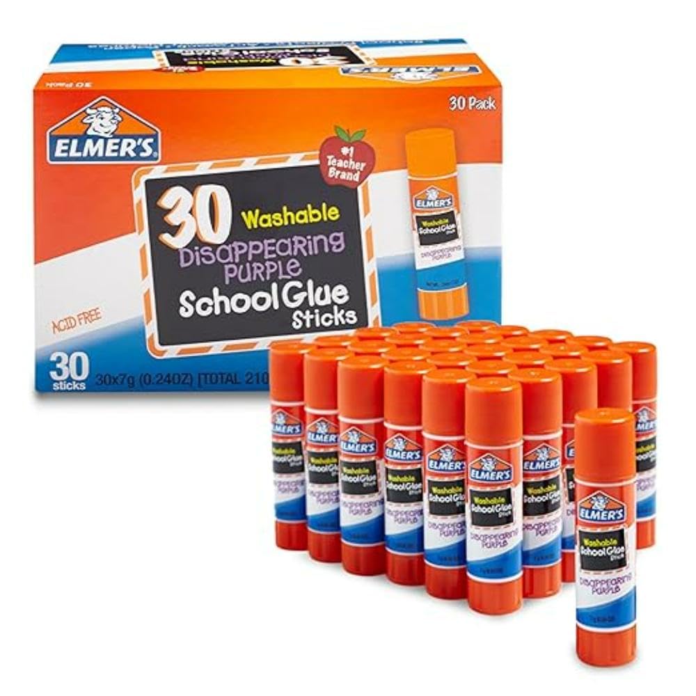 Elmer's Disappearing Purple School Glue Sticks Washable 7 Grams 30 Count