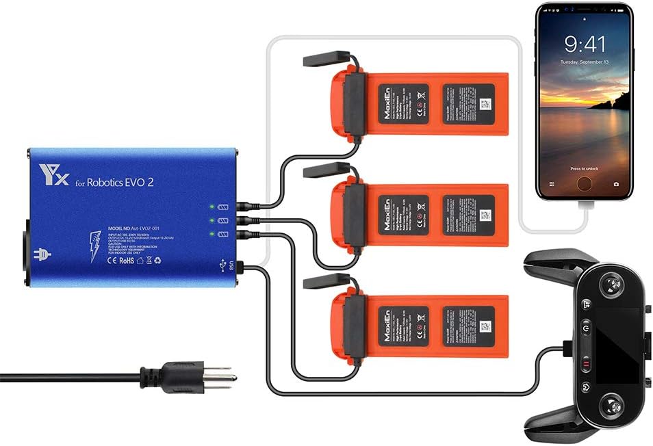 Hanatora Battery Charger for Autel Robotics EVO 2,II Pro V2 V3 Enterprise RTK,Dual Drone,Rapid Multi Parallel Charging Hub Accessories