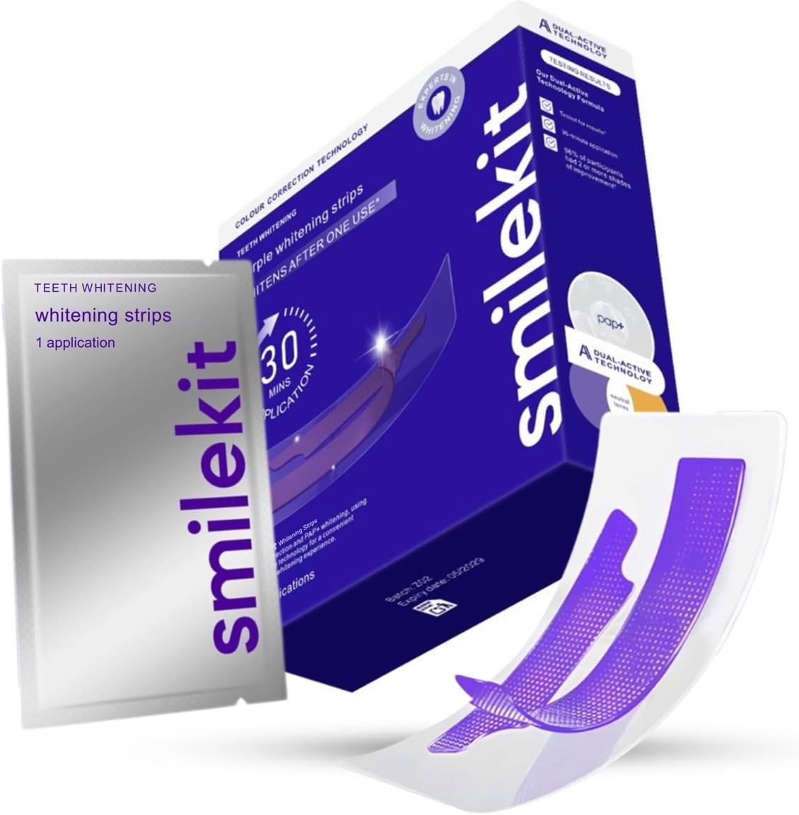 Teeth Whitening Strips – Purple Colour Correcting Whitening Strips, Instantly Brighter Teeth in 30 Minutes, Enamel Safe for Sensitive Teeth, Removes Coffee Wine & Smoking Stains (28, Count)
