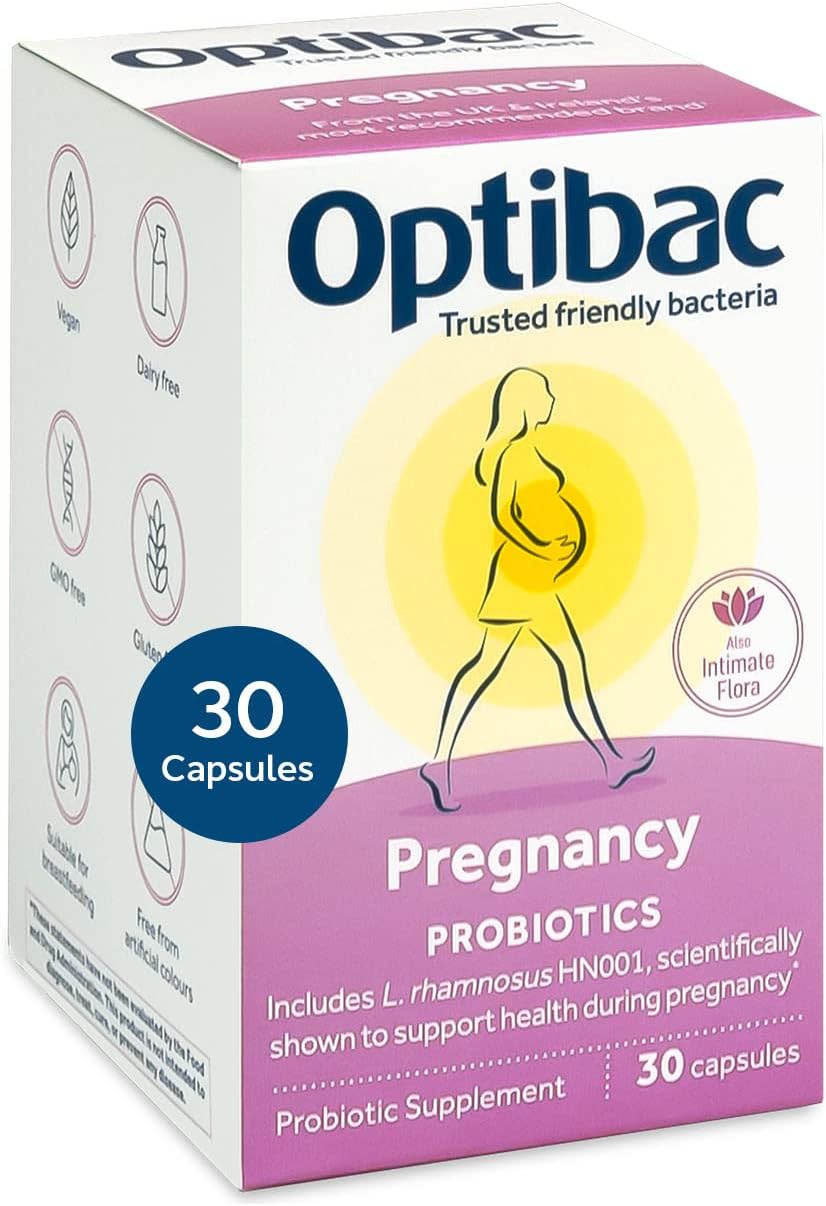 Pregnancy - Vegan Probiotic for Pregnant & Breastfeeding Women to Support Gut, Immune & Vaginal Health, 12 Billion CFU & Prebiotic - 30 Capsules