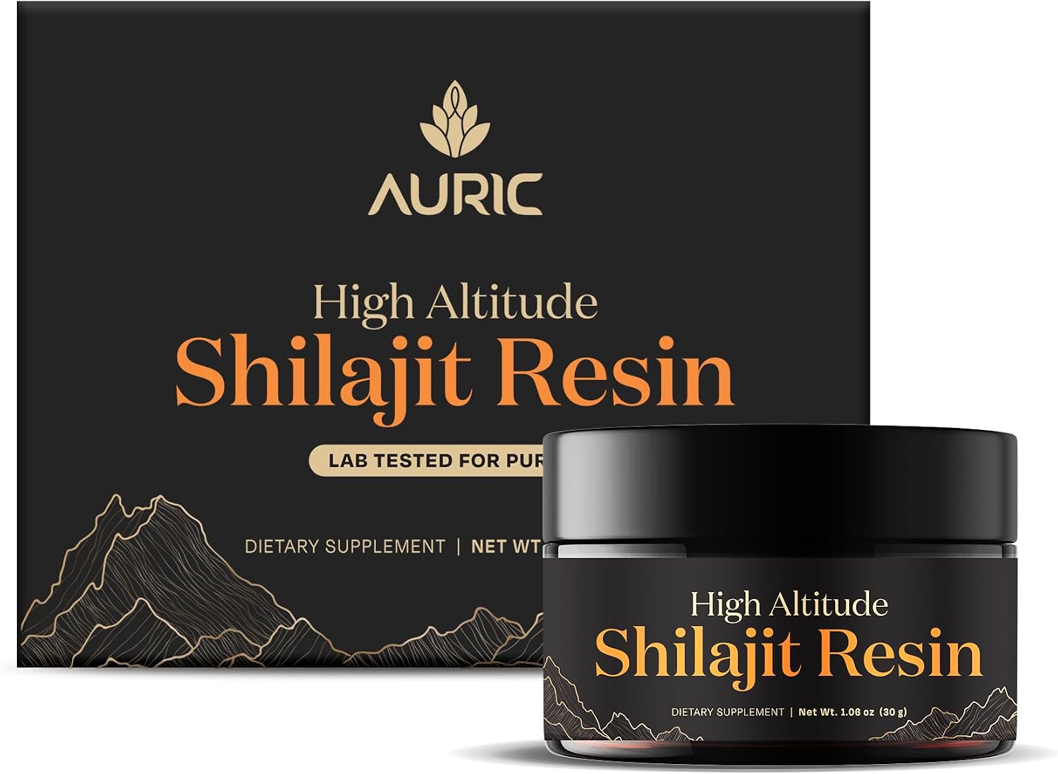 Auric Lab Certified High Altitude Shilajit/Shilajeet Resin 30g | 75% Fulvic Acid + Humic Acid |80+ Trace Minerals, Real Brass Spoon and Shilajit Rock with Every Order