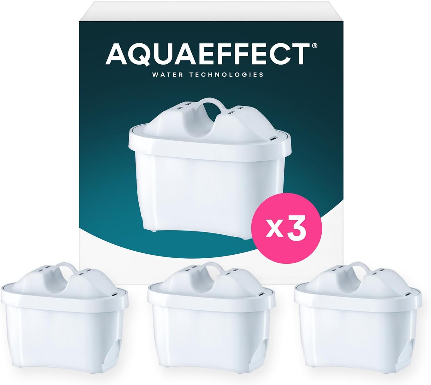 AQUAEFFECT MAX+ Water Filter Cartridges,Replacement for Brita® Maxtra+® Plus,Maxtra Pro® All-in-1,Compatible with Brita® Marella® Jug,Reduces Chlorine & Limescale,Eco-Friendly Choice (3)