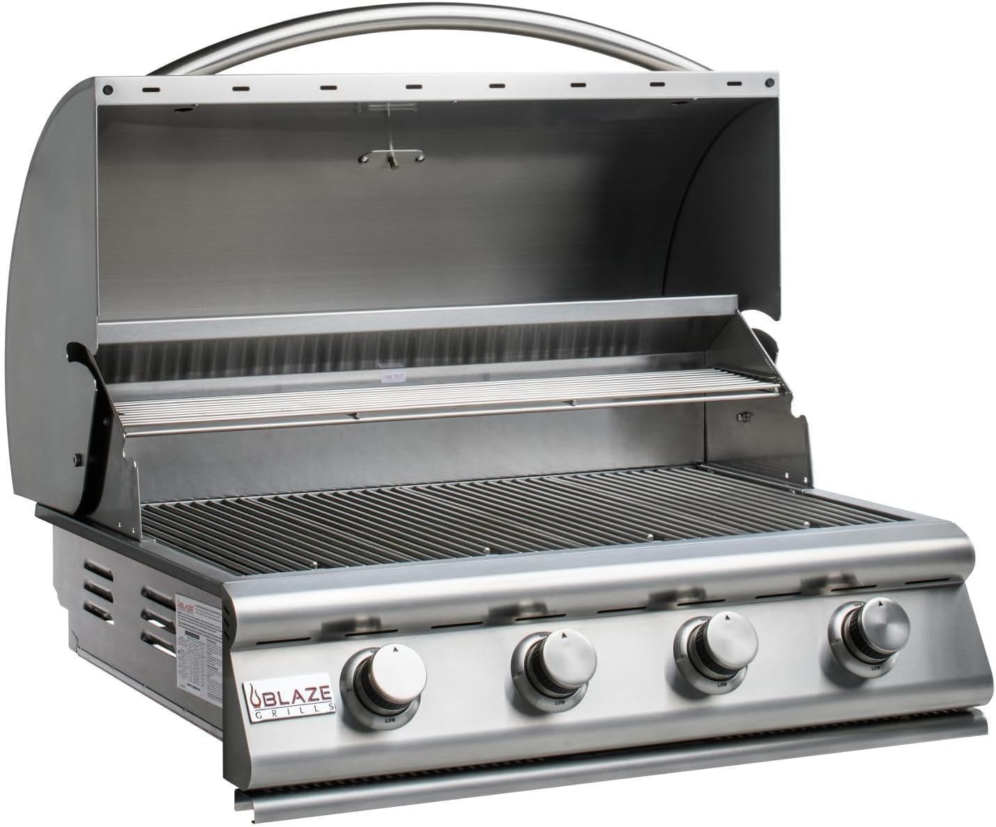 Blaze Prelude LBM Built-In Natural Gas Grill | 32-Inch 4-Burner BBQ with 56,000 BTUs | 304 Stainless Steel Construction | Flame Stabilizing Grids | BLZ-4LBM-NG