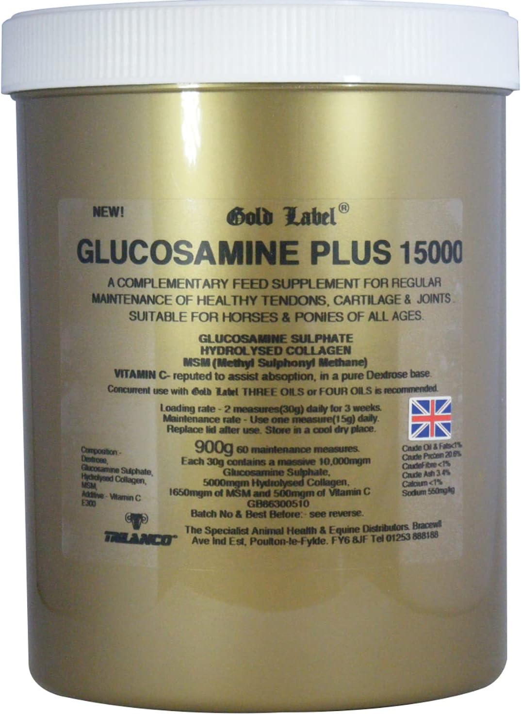 Gold Label - Glucosamine Plus 15000 Horse Joint Supplement x Size: 900 Gm