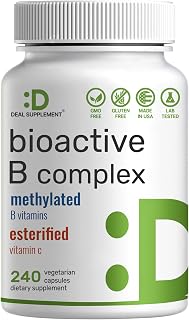 Bioactive Vitamin B Complex, 240 Veggie Capsules - Methylated Multivitamin B Complex & Esterified Vitamin C – High Potency & Easy Absorption – Immune, Energy, & Metabolism Supplement – Non-GMO