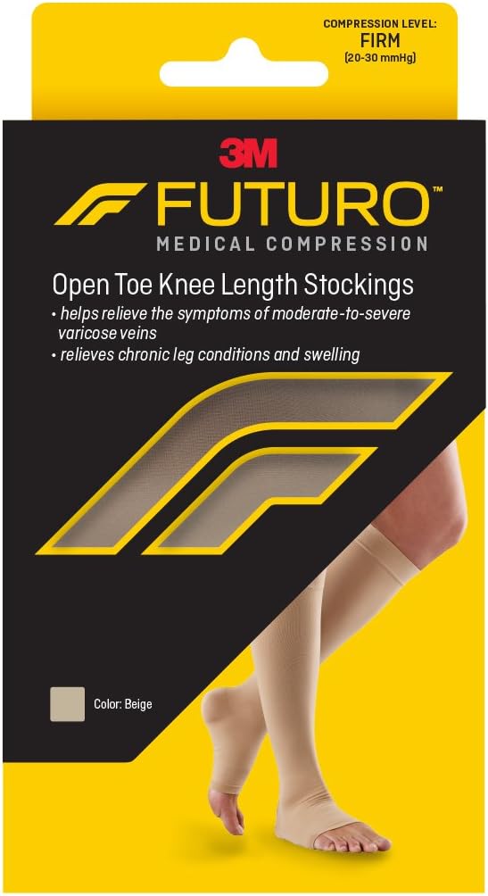 Futuro Open Toe Knee Stockings, Beige, 71050en, Large