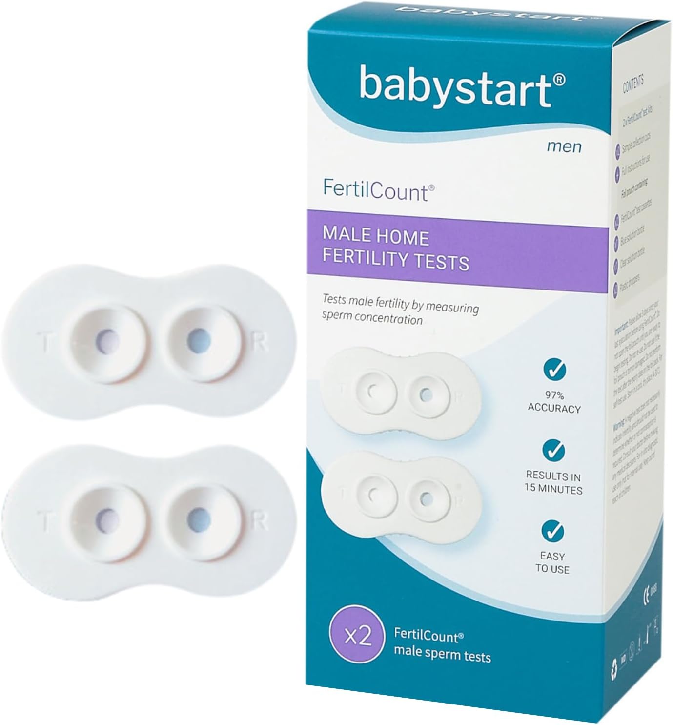 FertilCount - Fertility Test Kit for Men - Sperm Count Testing Kit x2 and Instruction Leaflet - Easy Home Fertility Tests for Couples Trying for a Baby
