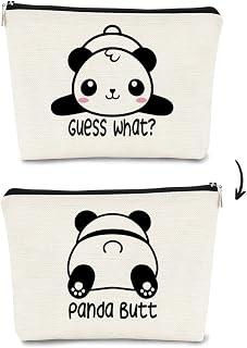 Cute Baby Panda Guess What It's Pug Butt Makeup Bag,Funny Cartoon Cute Panda Cosmetic Bag Best Gift Idea for Panda Loves,Birthday Christmas for Girls Women, Makeup Case for Teen Girls Daughter