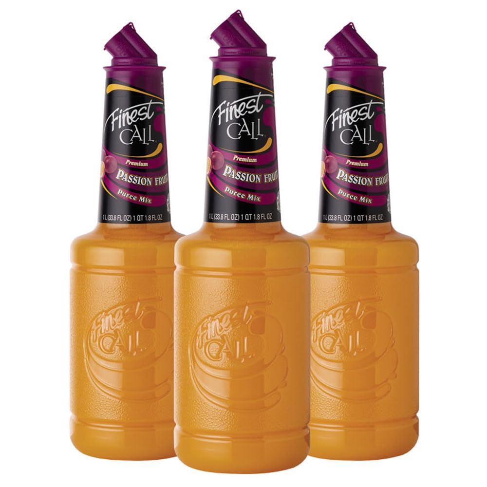Finest Call Premium Passion Fruit Puree Drink Mix, 1 Liter Bottle (33.8 Fl Oz), Pack of 3