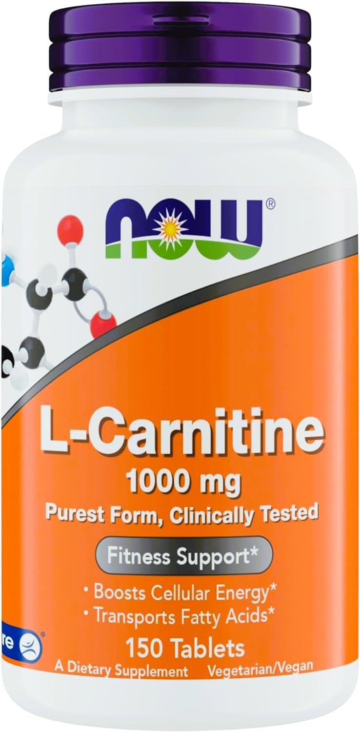 NOW Foods Supplements, L-Carnitine 1,000 mg, Purest Form, Carnipure, Amino Acid, Fitness Support*, 150 Tablets