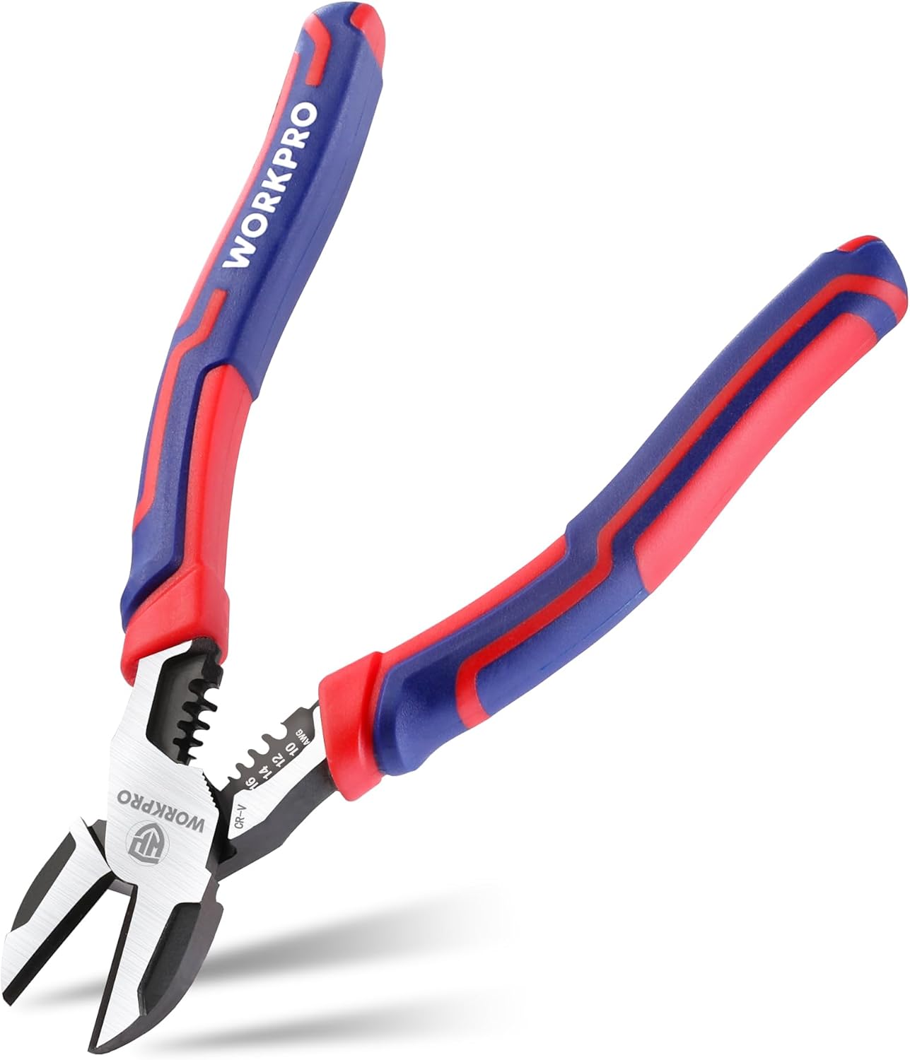 WORKPRO Diagonal Cutting Pliers with Wire Stripper, 200 mm Heavy Duty Cr-V Wire Cutters, Multi-Function High Leverage Side Cutters Industrial Pliers