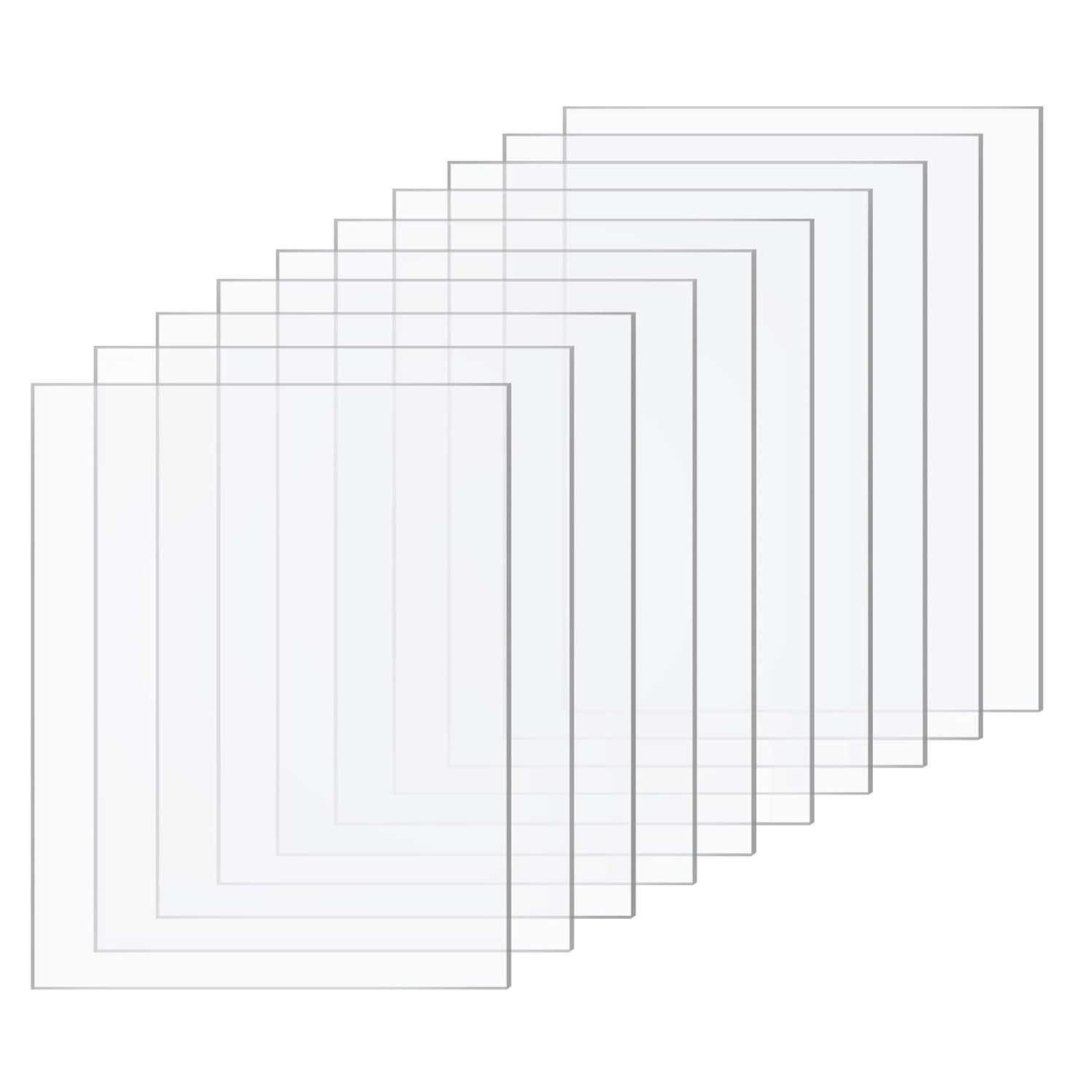 Taiyeestar 10 Pcs Square Clear Acrylic Sheets, 1mm Thick Transparent Plastic Sheet Acrylic Board, for Picture Frame Glass Replacement, Display Projects, Painting, DIY Craft (10 * 15cm)
