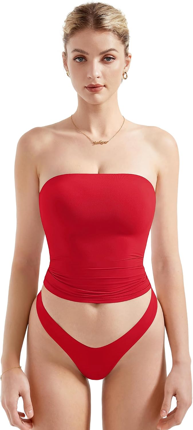 SUUKSESS Women Sexy Tube Top Summer Y2K Going Out Double Lined Basic Tank Top