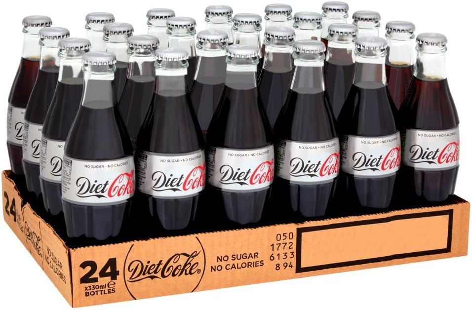 Diet Coke Glass Bottles, 330 ml, Pack of 24, ORIGINAL DIET, 7920 millilitre
