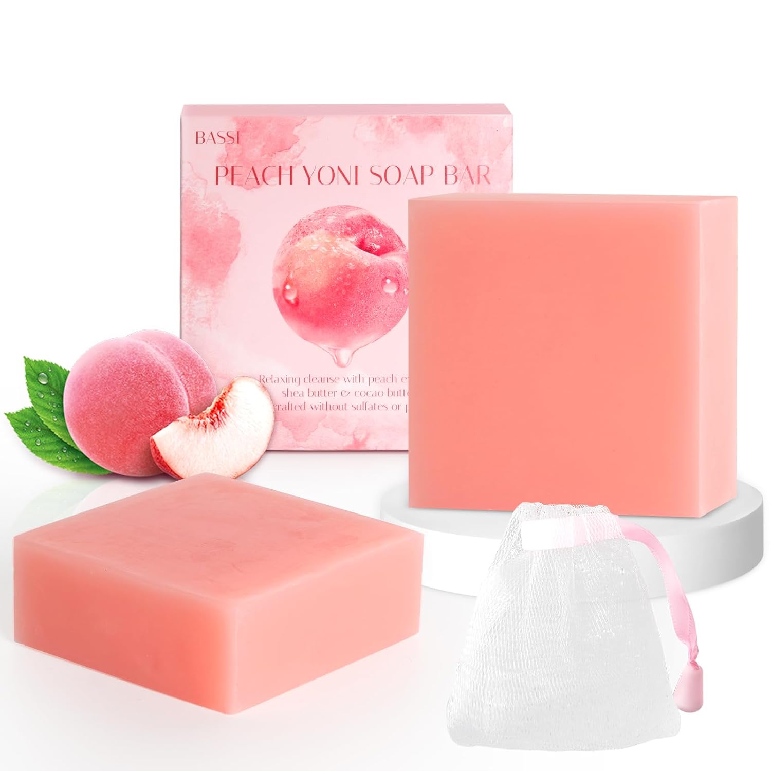 Yoni Soap Bars & Natural Yoni Oil Set, Natural Vaginal Wash for Women Feminine Wash Vaginial Deodorants pH Balance, Eliminates Odor, Feminine Oil 30ml/1 oz, 2 Pcs Vaginal Care Soap (Peach)