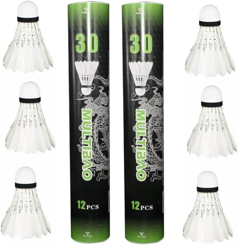Multibao 12PCS Badminton Shuttlecocks Duck Feather with High Stability and Durability Suitable for Professional Training Indoor Outdoor Sport