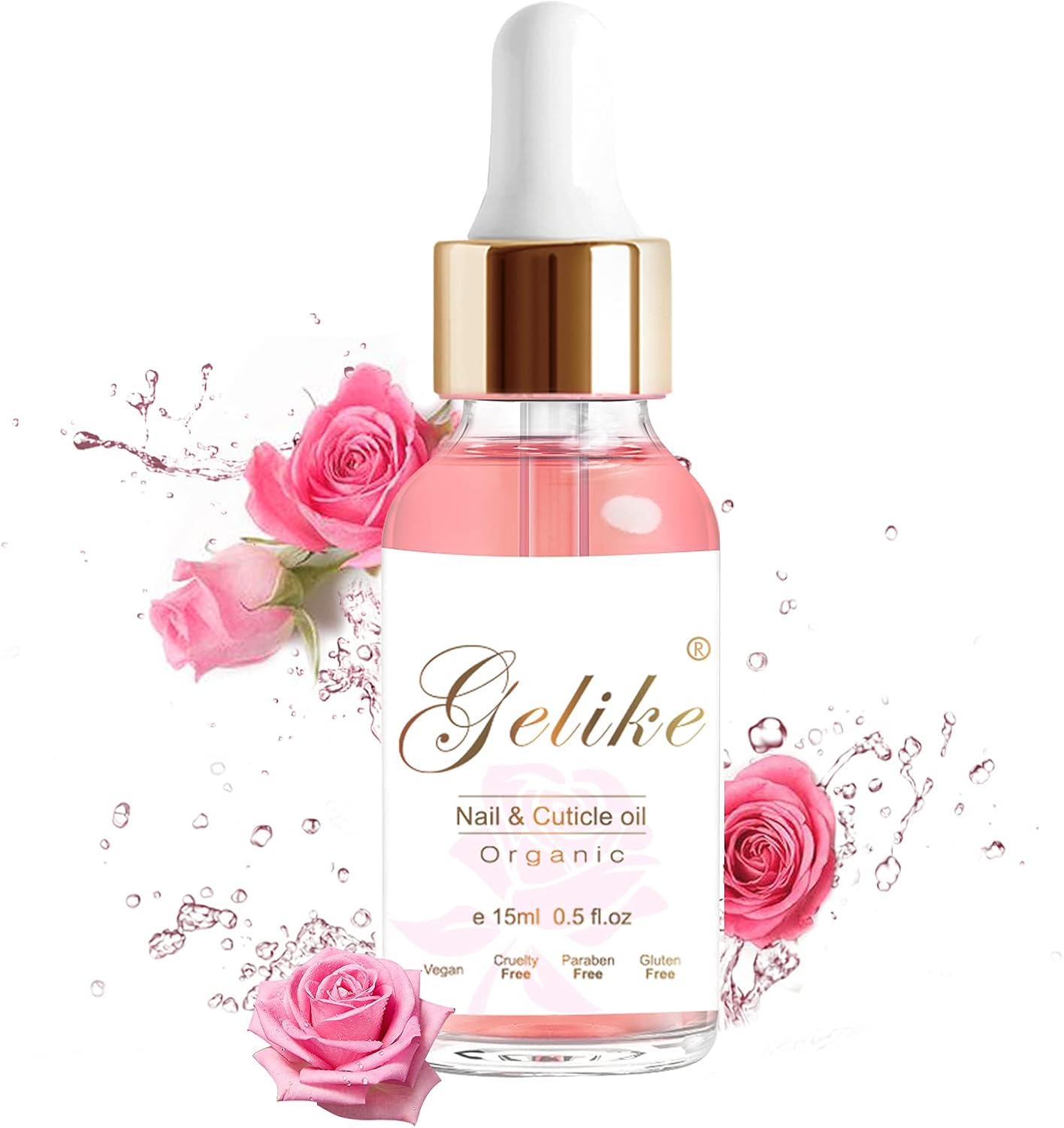 Nail Cuticle Oil for Moisturize and Repair - Gelike EC Easy and Quick Absorb Cuticles Care Treatment - Natural Rose Smells for Women and Men Dry Damaged Thin Nails