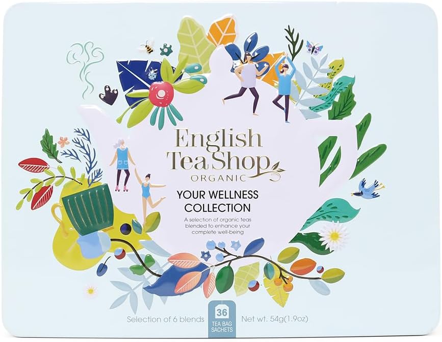 English Tea Shop Organic Your Wellness Collection Gift Tin 36 Tea Bag Sachets - 6 Different Flavours