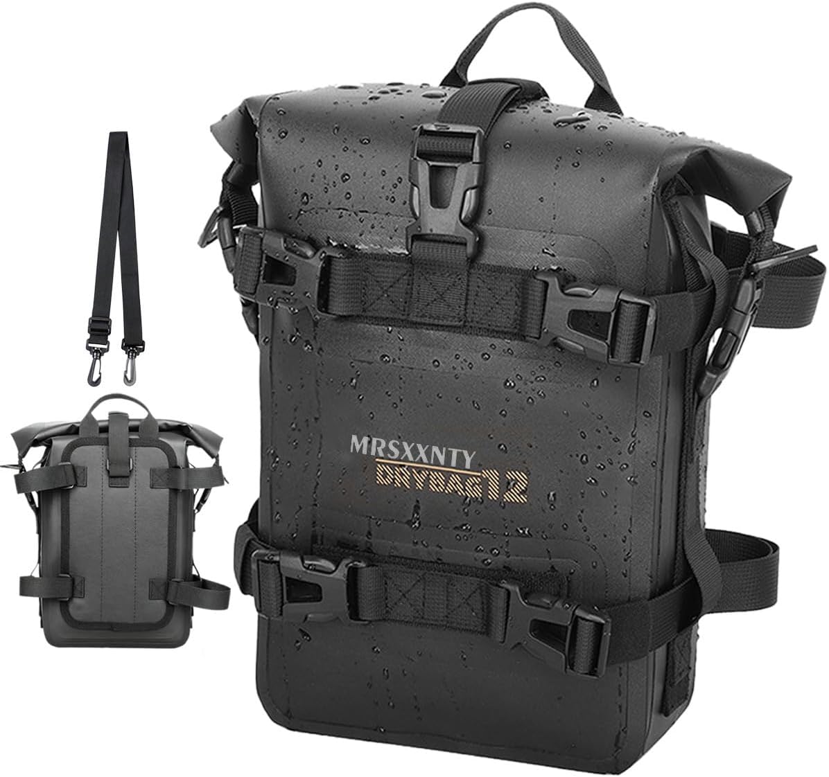 MRSXXNTY 【2 Pcs】 Motorcycle Crash Bar Bag 4L Bumper/Anti-Fall Bar Luggage Bag Motorcycle Frame Bag Side Bag Waterproof Wear-Resistant and Durable Comes With Shoulder Strap Black (Black 2Pcs)