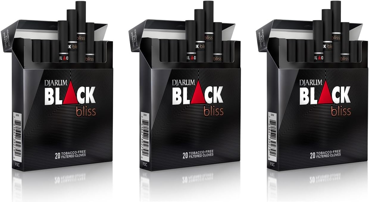Djarum Original Black Bliss Clove Filtered Cigarettes - 3 Boxes of 20-60 total - incl. Frugal Smoker Sticker