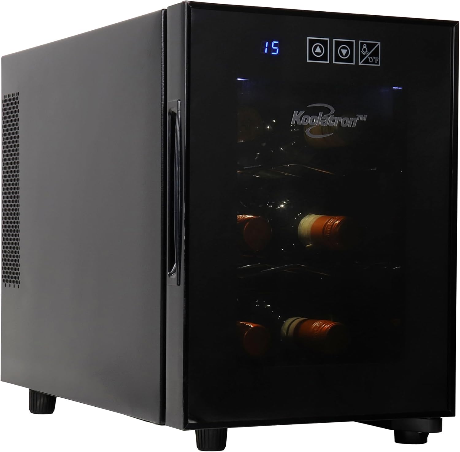 Koolatron Wine Fridge - Wine Cooler, 6 Bottle Wine Cabinet for Champagne, Red & White Wine, Freestanding Cellar For Bar, Home, Small Kitchen, Double Paned Glass Door