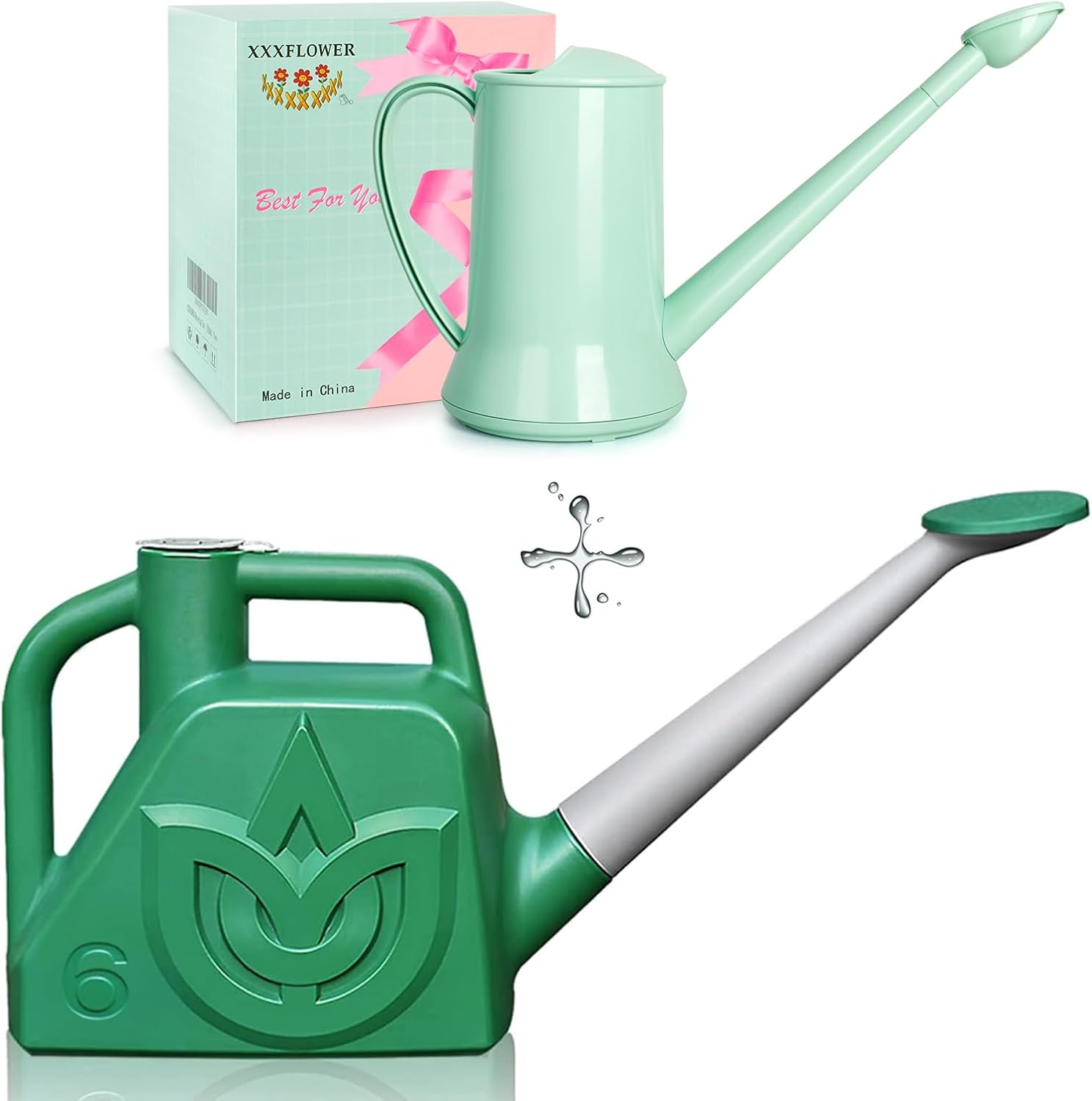 XXXFLOWER Watering Can Outdoor Plant Lightweight Deluxe Resin Water Cans with Detachable Sprinkler Head Bule Watering Pot for Office House Indoor Garden
