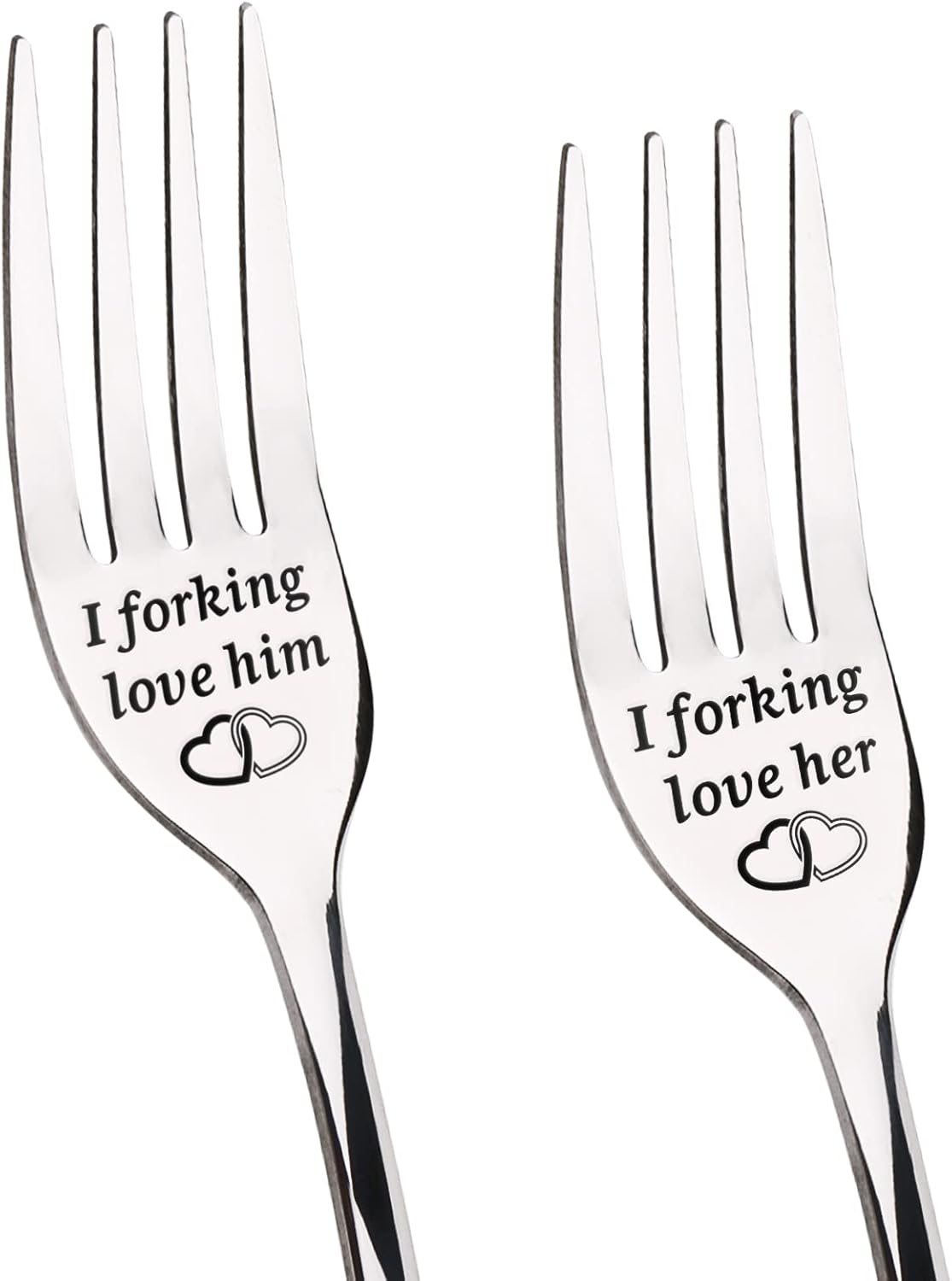 Niyewsor Anniversary Wedding Gifts for Her and Him Dinner Forks, Stainless Steel Forks Pack of 2 Set, Valentines Him Her, Birthday Christmas Couple Lovers - His and Hers