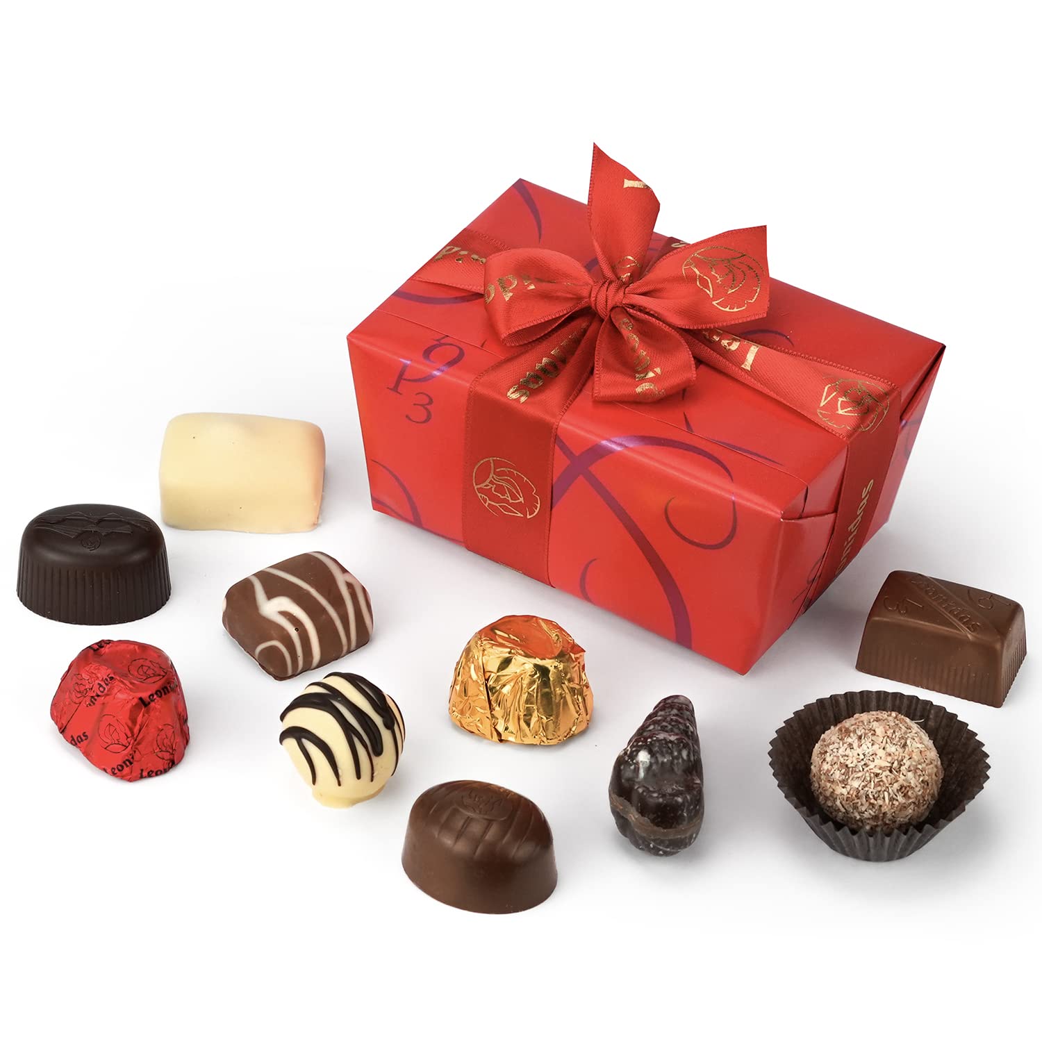 Leonidas Belgian White, Milk & Dark Chocolate Gift Box - 1 lb / 453 g - Birthday Thank You Anniversary Congratulations Gift Basket Gold Ribbon Gourmet Candy Assortment
