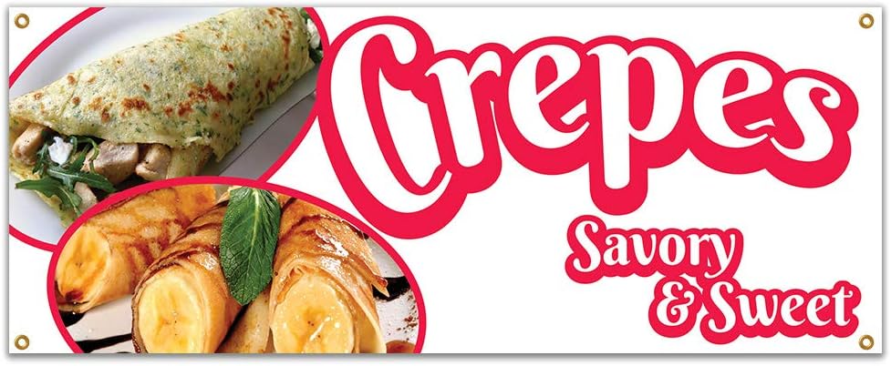 Crepes Savory and Sweet 48" Banner Concession Stand Food Truck Single Sided
