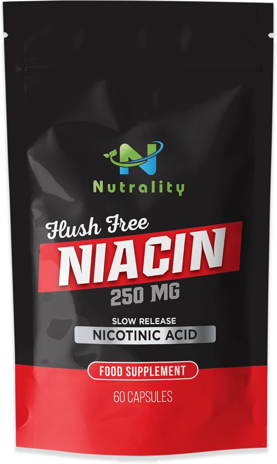 Nutrality Niacin Supplement 250mg | Vitamin B3 & Niacinamide Supplement | Supports Energy Metabolism, Digestive & Joint Health | Slow-Release B3 Vitamin | Flush-Free Formula | 60 Vegan Capsules