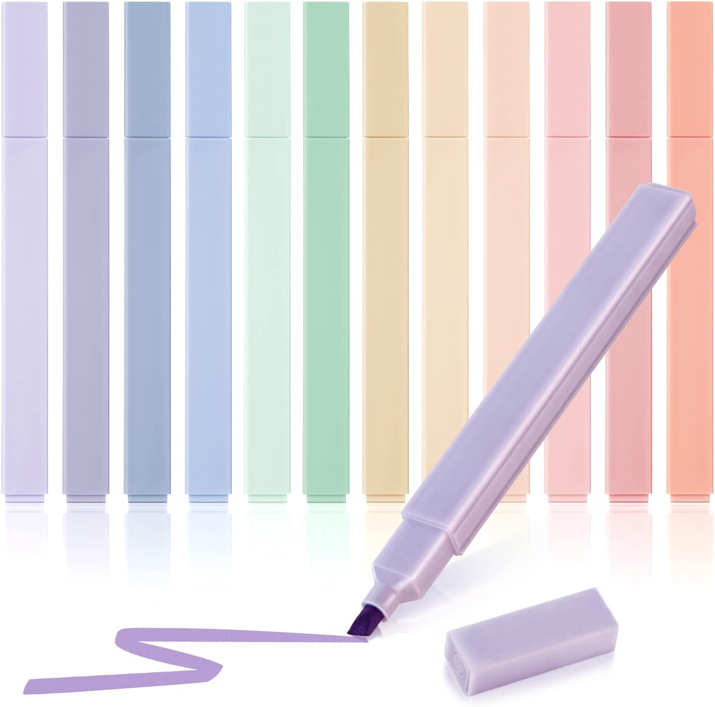 Hmeuest Pastel Highlighters, 12 Pack Assorted Colours, Aesthetic Cute Highlighter With Chisel Tip, No Bleed, for Bible, Notes, School Supplies