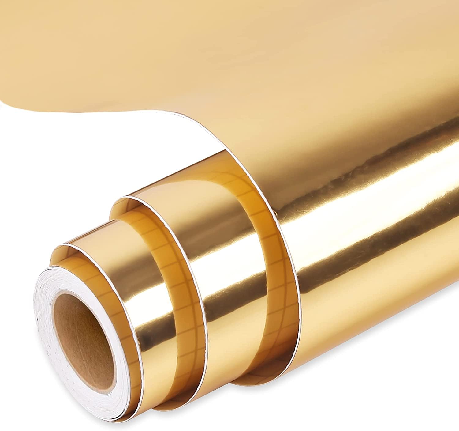 Prime Vinyl Chrome Gold Permanent Vinyl Roll, Gold Vinyl for Cricut, 12‘’ x 15 FT, Metallic Self Adhesive Vinyl, for Silhouette Cameo, Home Decal, Easy to Weed