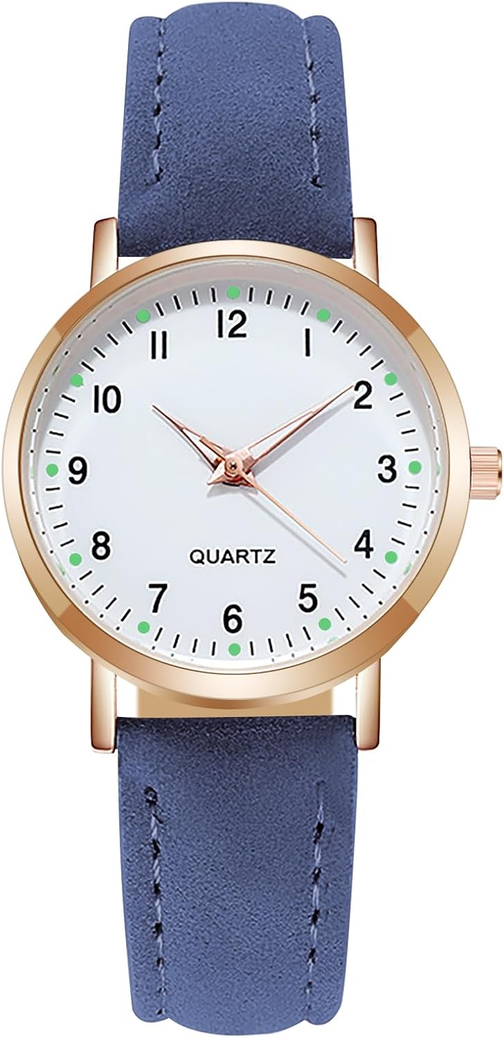 AOOSU Women's Leather Quartz Watch, Frosted Leather Strap Ladies Watches, Analog Quartz with Watches Night Light Dial, 3 Hand Quartz Watch, Premium Fashion Wrist Watch for Women Ladies Girls