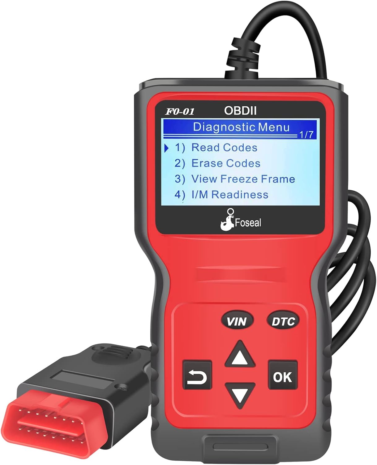 Foseal Wired Car OBD2 Scanner,Plug and Play Code Reader, Car Diagnostic Tool for OBDII Protocol Vehicles Since 1996
