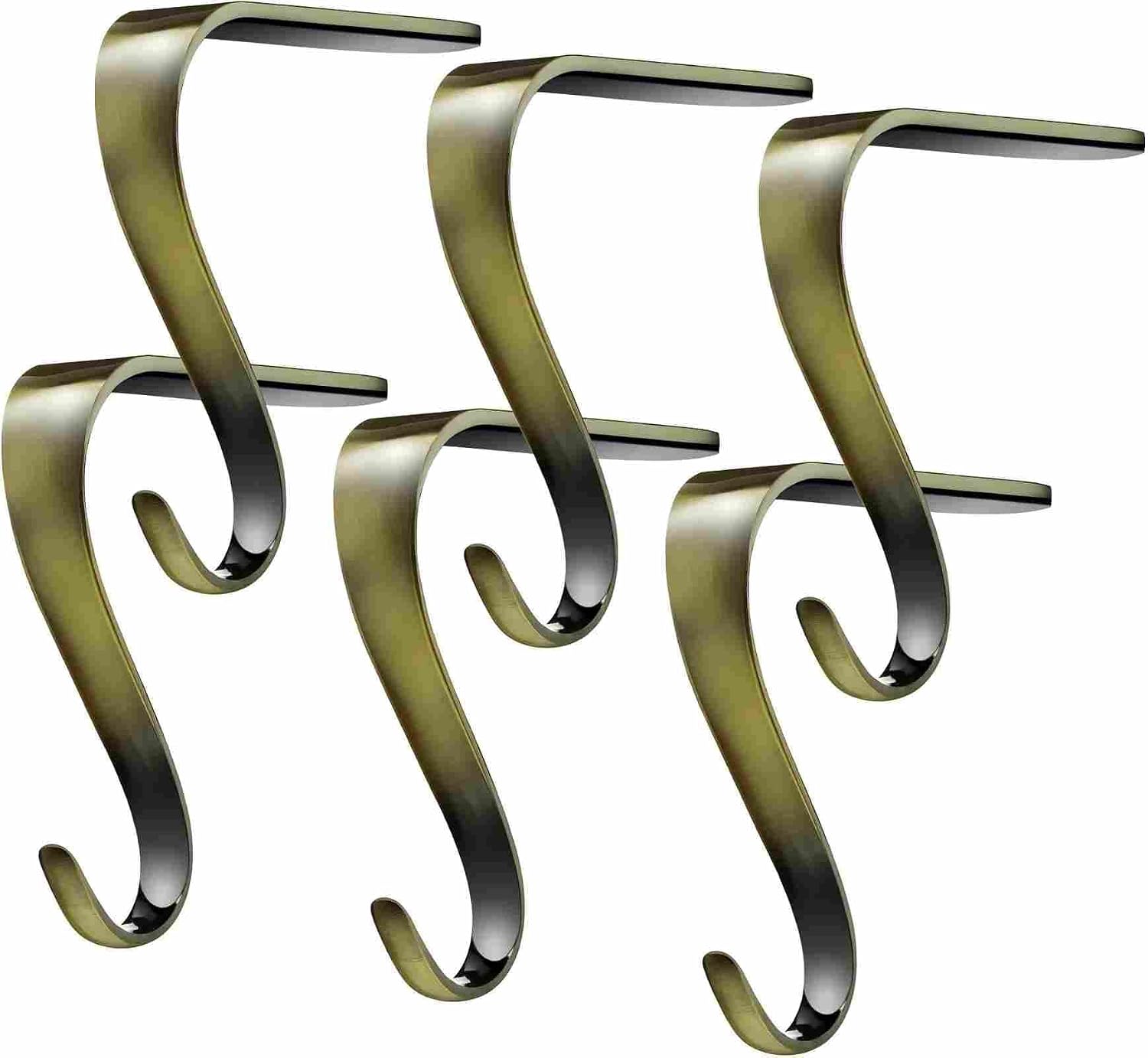 BOAO 6 Pcs Christmas Stocking Holders Metal Mantel Stockings Hangers Shelf Fireplace Garland Mantle Grips Set (Bronze Color)