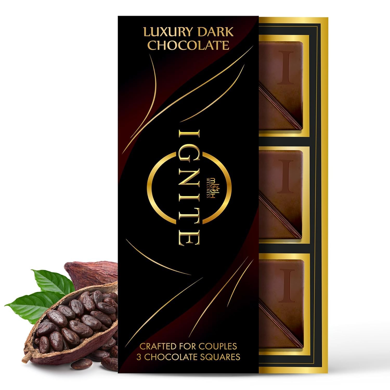 Ignite Luxurious Dark Chocolate Squares – 60% Dark Cocoa – Gourmet Rich Dark Chocolate Squares – Pack of 1