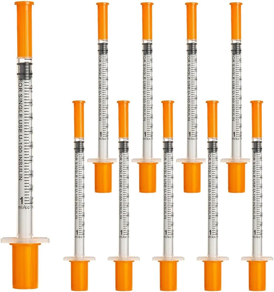 1ml Syringe Multifunctional Measuring Feeding Pets Syringes 30G*8mm Plastic Syringes with Cap for Labs Pets Feeding Small Syringe for Oil or Glue (10, Grams)