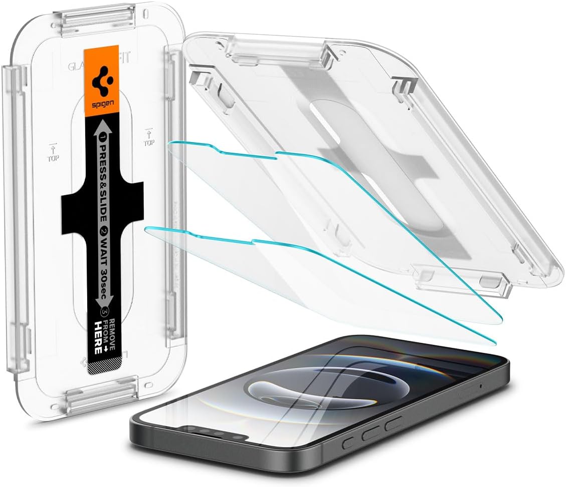 Spigen Glas.tR EZ Fit Tempered Glass Screen Protector for iPhone 16e, iPhone 14, iPhone 13, iPhone 13 Pro - 2 Pack