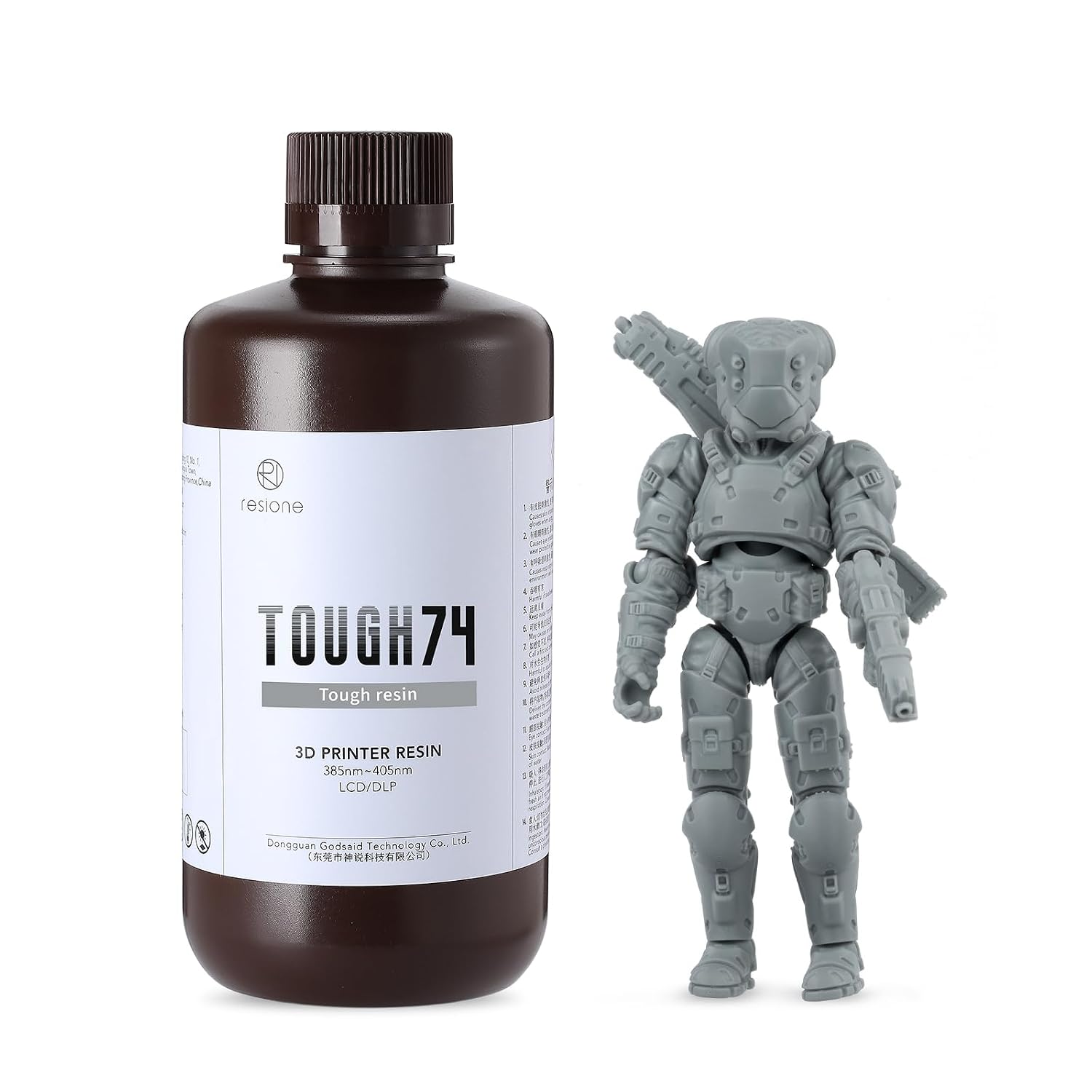 RESIONE Tough74 ABS Like Resin - Wear-Resistant Tough 3D Resin - UV 405nm 3D Printer Resin for LCD/DLP/MSLA 3D Printing - Grey 1000g