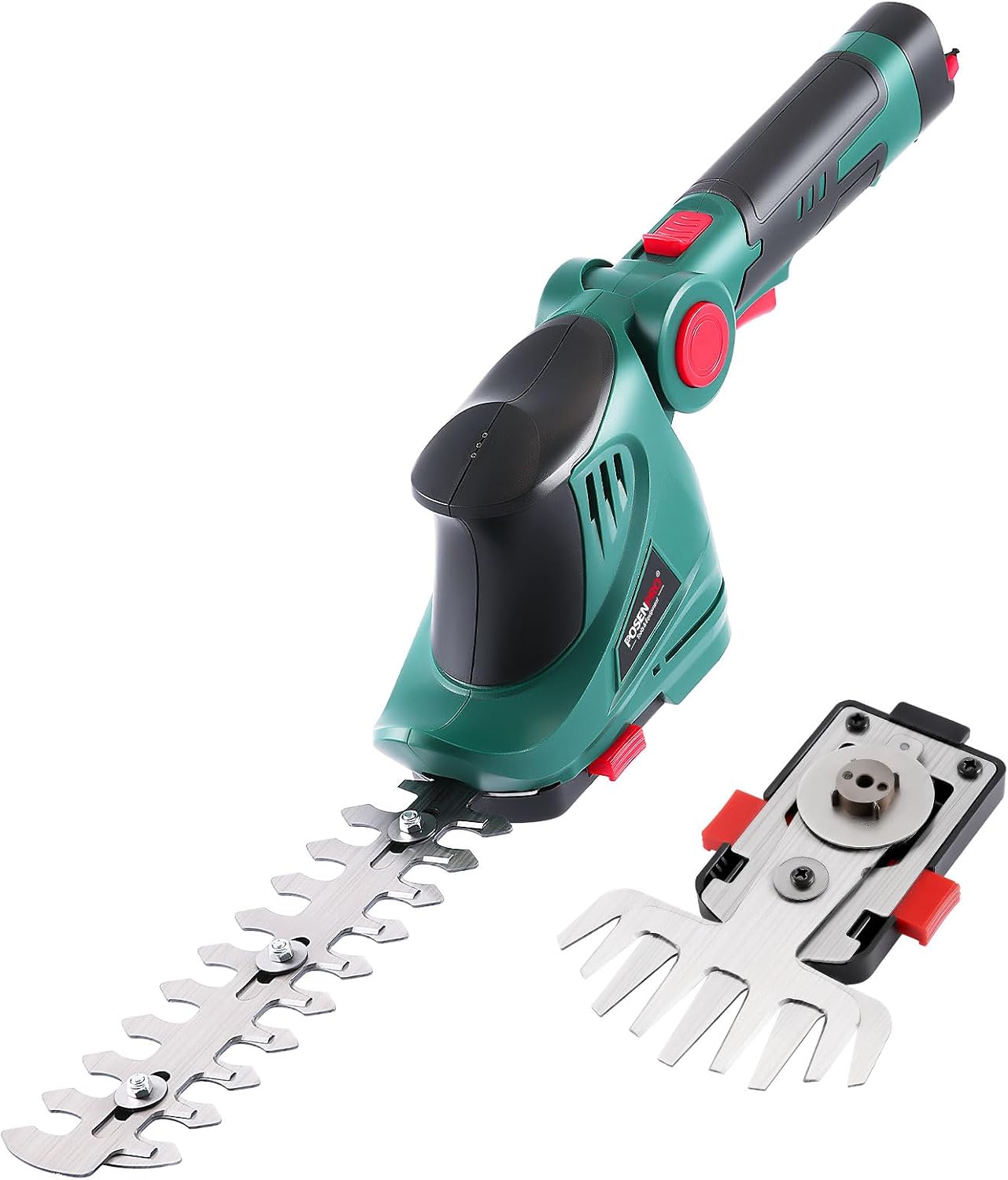 POSENPRO Cordless Grass Shear & Hedge Trimmer 7.2V, 2 in 1 Handheld Shrubbery Trimmer Shrub Shears, Electric Grass Trimmer Hedge Shears/Grass Cutter, Rotatable & Non-Slip Handle, Type-C Cable Included