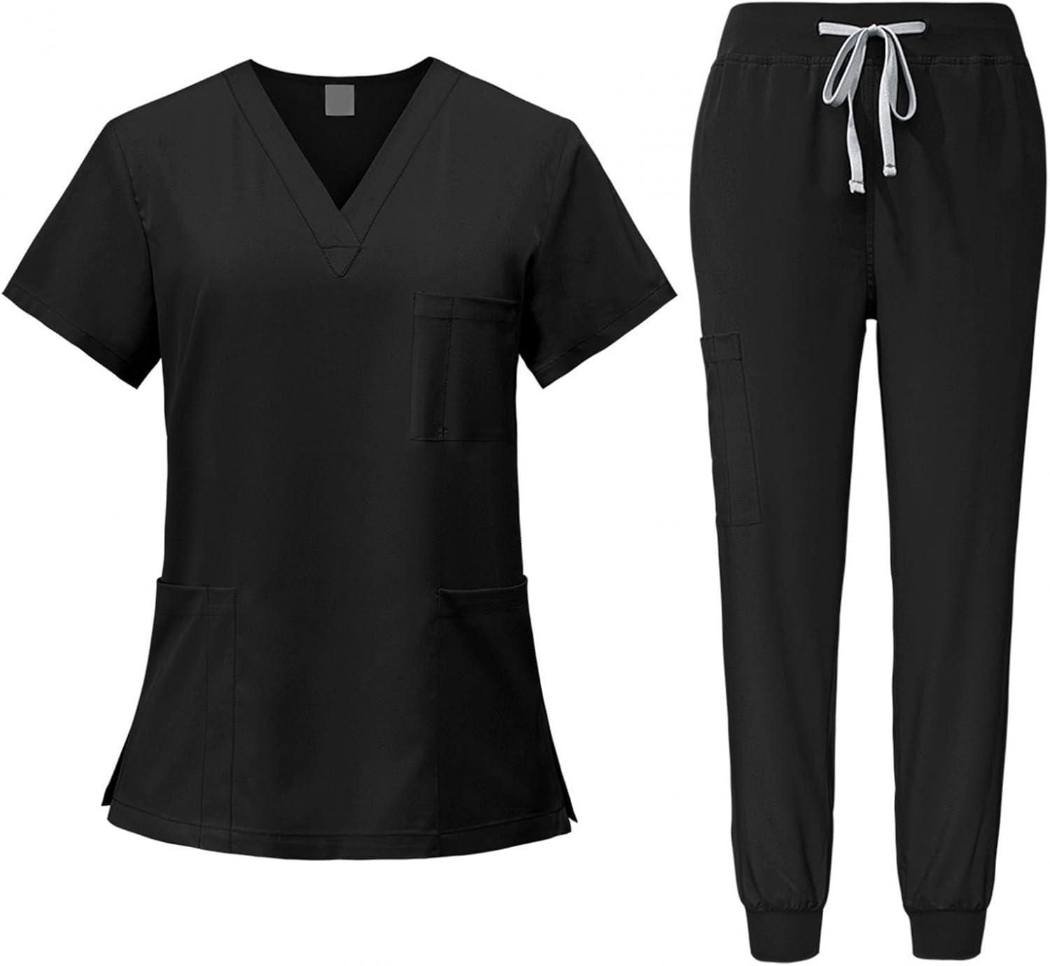 Baoblaze Women Uniform Scrubs Set Top and Pants Durable V Neck Comfortable with Pockets Work Clothing Nurse Workwear for Beauty Center