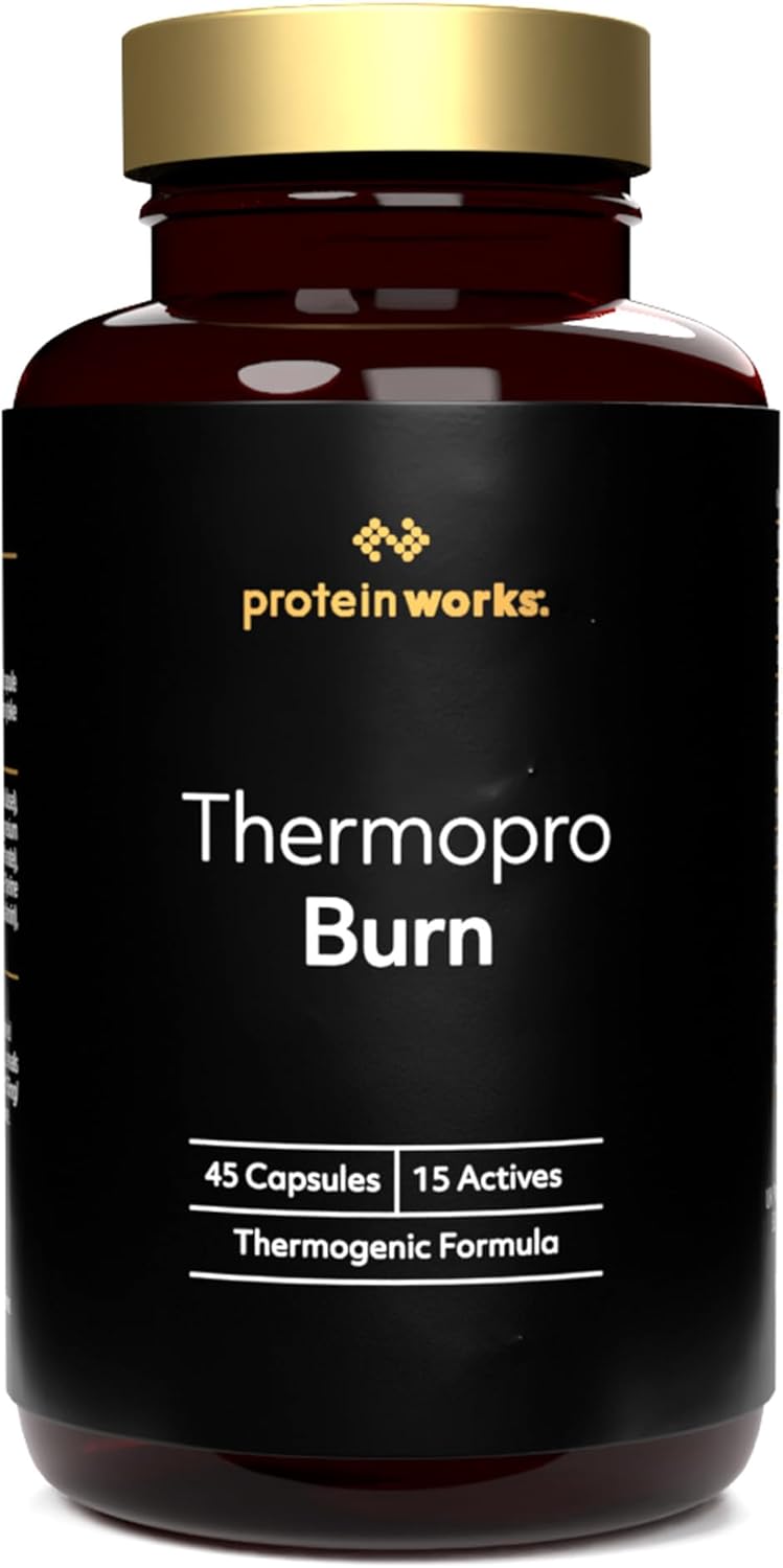 Thermopro Burn - Gold Innovation, Fat Burner Tablets, Preworkout Supplement with Caffeine, Added Amino Acids, Vitamins & Minerals, Reduces Tiredness & Fatigue, 45 Capsules | Protein Works