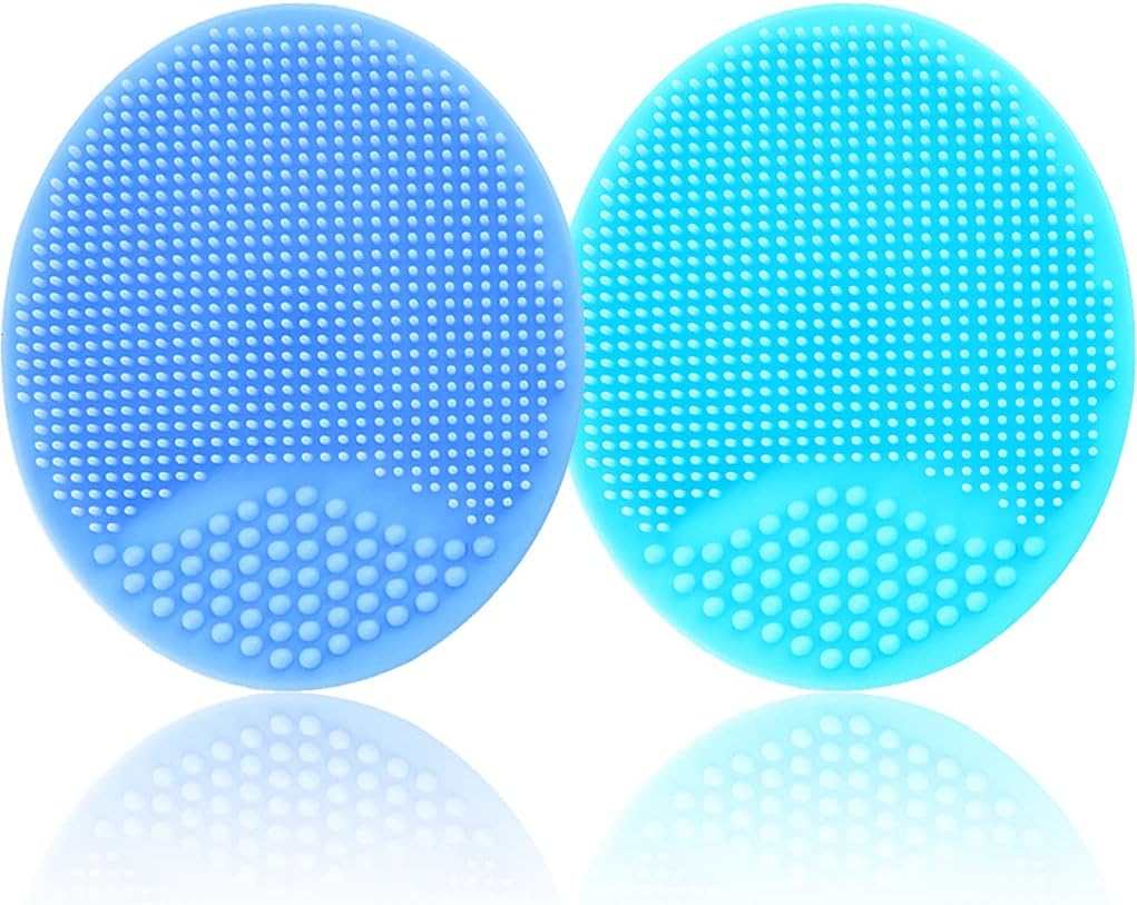 Baby Bath Brush, Baby Cradle Cap Brush, Silicone Massage Brush, Silicone Scrubbers Exfoliator Brush, Baby Skin Scrubbers Essential for Dry Skin, Cradle Cap and Eczema 2 Pack (Small-Blue&Green)