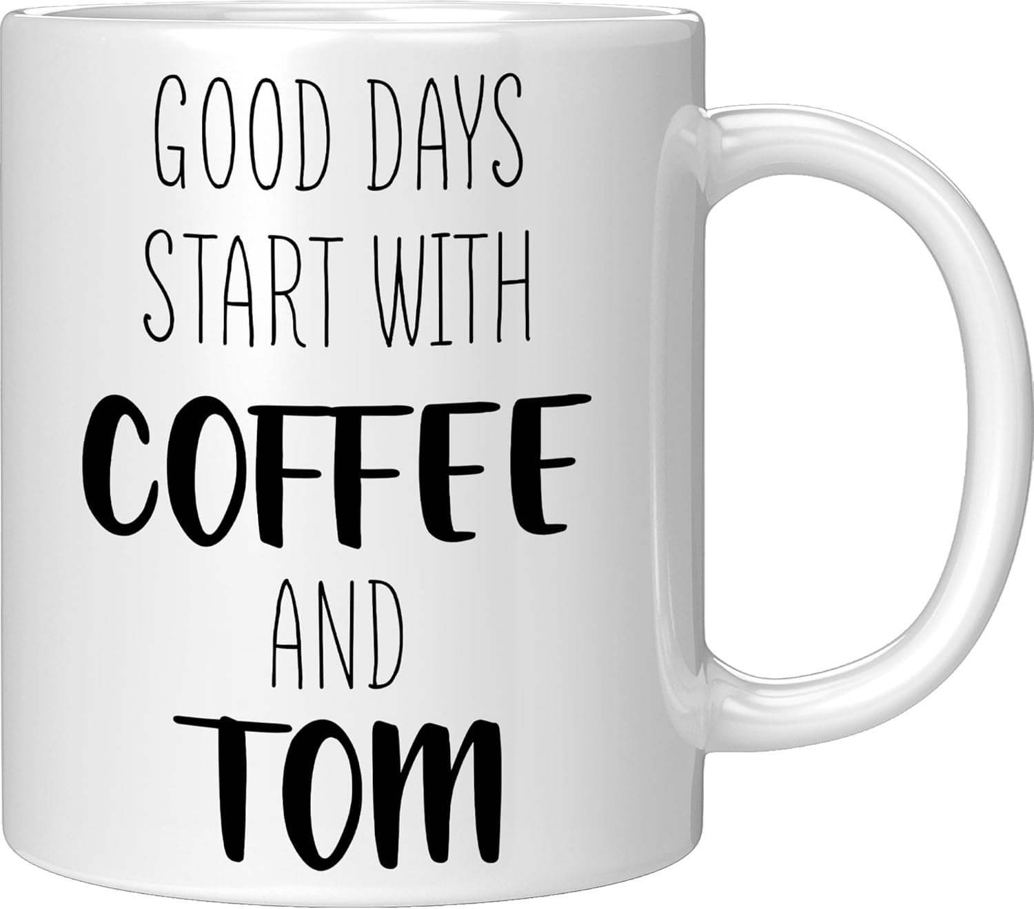 Personalized Coffee Mug Names Premium Engraving 11 oz. White Ceramic - ADD YOUR NAME TEXT LETTERS (White)