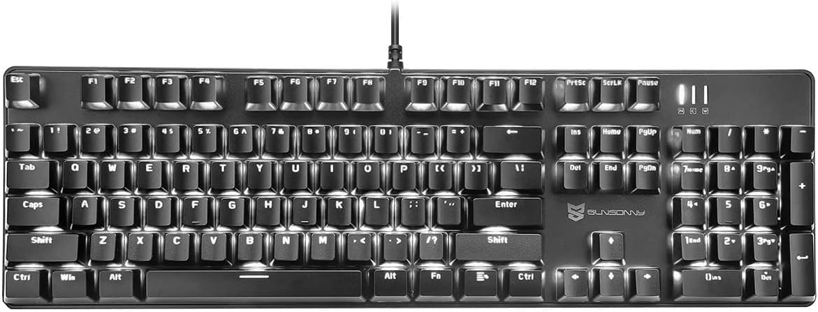 Qisan Mechanical Gaming Keyboard Wired White Backlit Keyboard Red Switch Full Size 104 Keys US Layout | Computer Keyboard | Gaming Accessories | Mechanical Keyboard | Ergonomic Keyboard