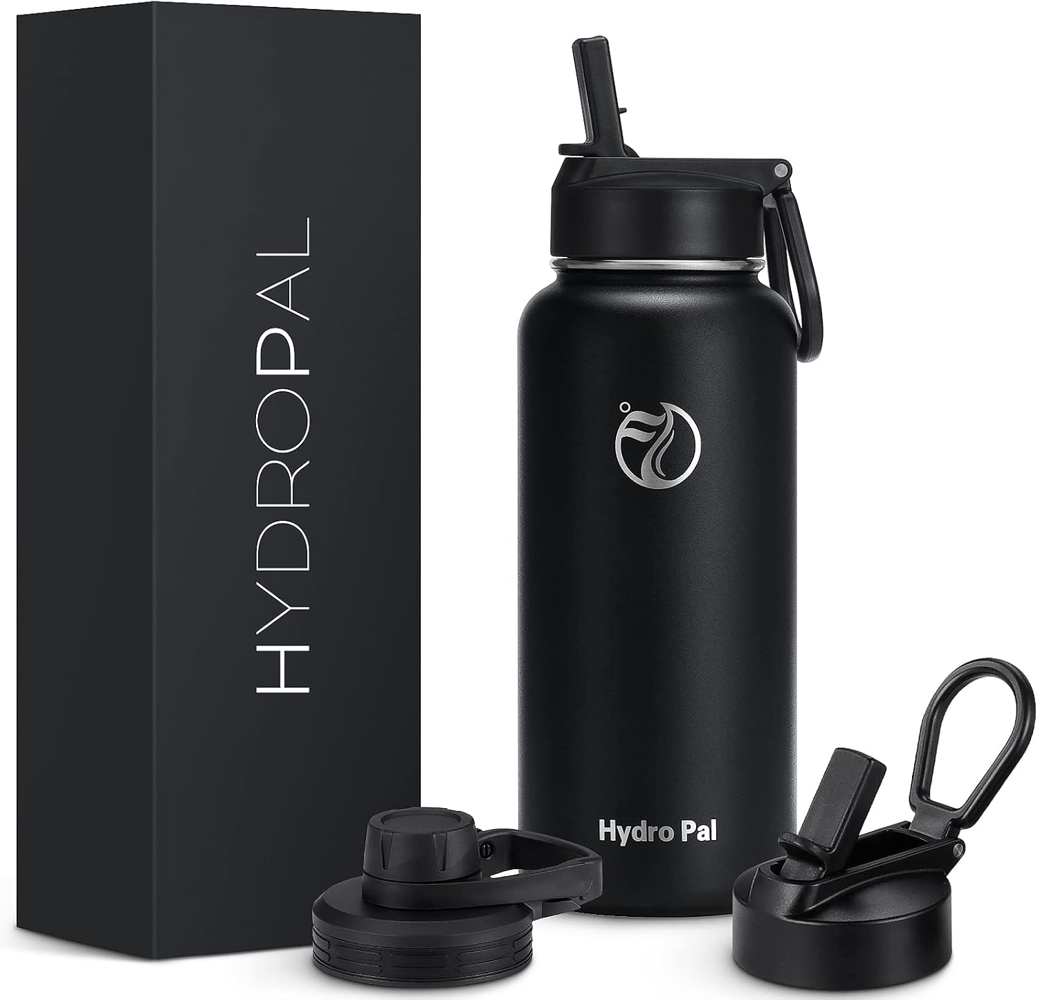 HydroPal Vacuum Insulated Water Bottle 1000ml Stainless Steel, BPA Free, Leakproof, 12H Hot 24H Cold, with Straw & Spout Lids for Travel